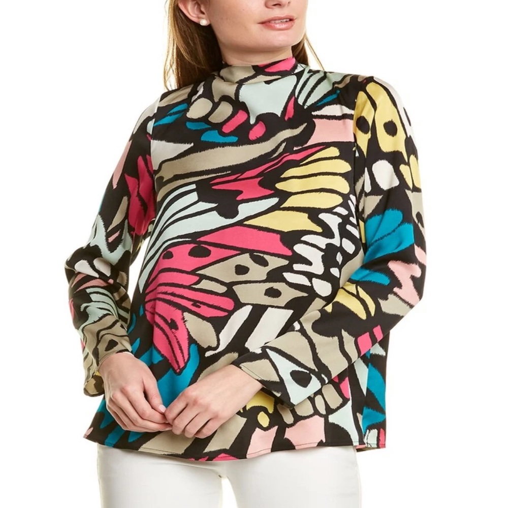 ST. JOHN BUTTERFLY SILK-BLEND TOP
